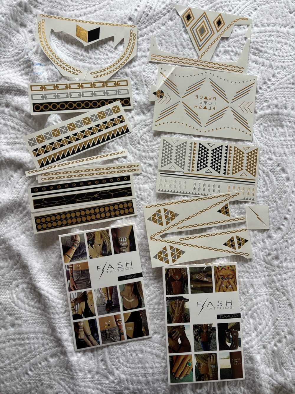 Misc Black Gold and Silver Metallic Flash Tattoos - Festival/Concert/Rave